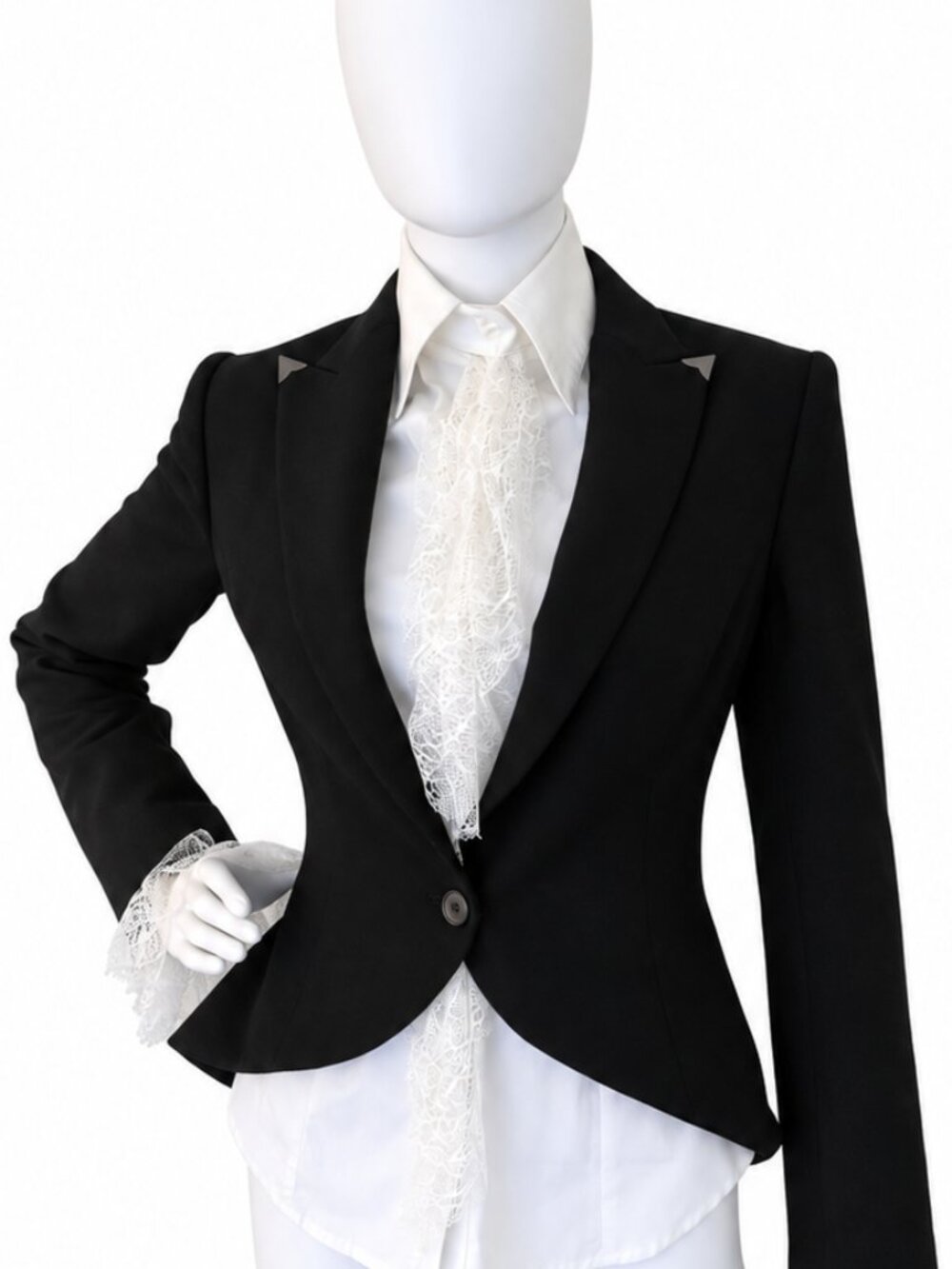 Rare Vintage Ralph Lauren Black Wool Riding Blazer Tailcoat w Western Lapel Sz S